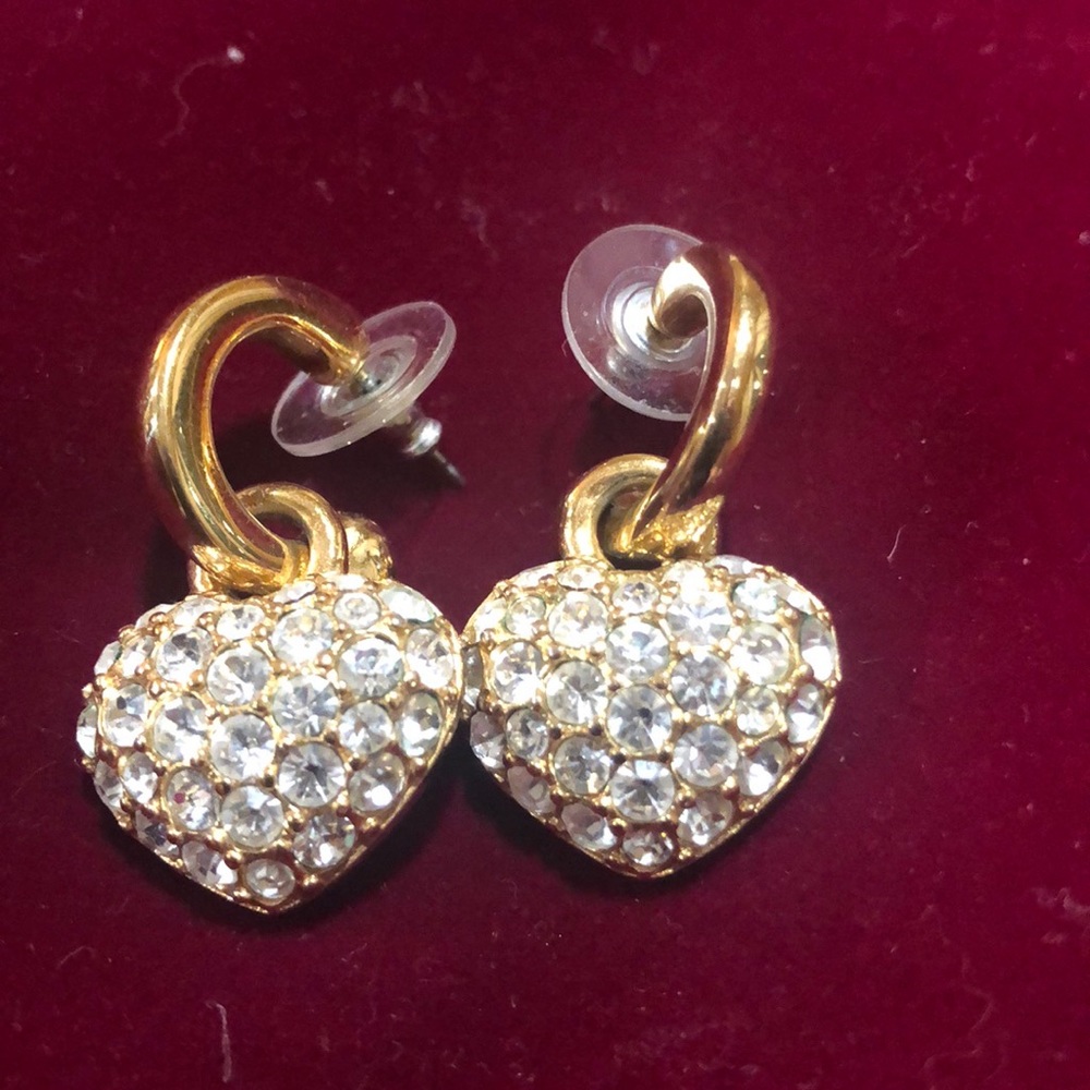 Gold Heart Crystal Earrings